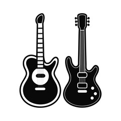 Naklejka premium Guitar Icon – Acoustic or Electric Musical Instrument Vector Illustration