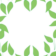 Green leaves frame with space for text. Summer design. Leaf border. Vector.