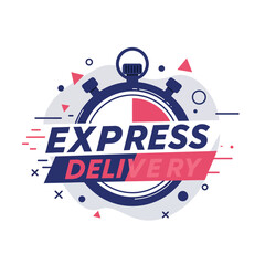 Naklejka premium Express delivery concept featuring a stopwatch and abstract graphic elements.
