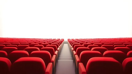 Obraz premium Empty Red Cinema Seats with White Screen. (1)