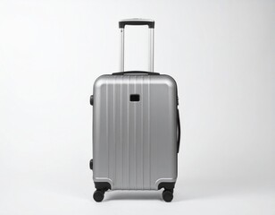 Silver Carry On Suitcase on White Background