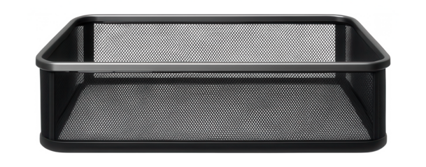 Metal mesh under-bed organizer with an open-top design, great for keeping exercise equipment accessible in an apartment.