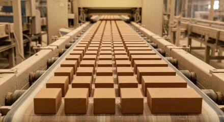Modern Brick Manufacturing Conveyor Belt System in a Factory