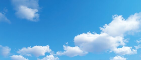 Obraz premium The serene blue sky adorned with fluffy white clouds on a sunny day.