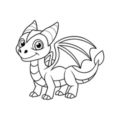 A cute dragon with-wings coloring book vector illustration