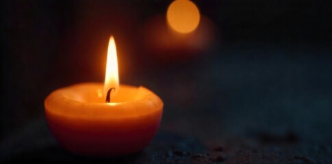 Flickering Candlelight Warmth, Peace, and Tranquility in a Dark Ambient Setting - Macro Photography