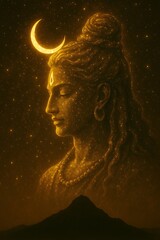 Hindu god shiva poster with a starry  background