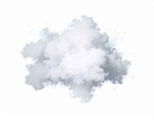 Obraz premium White and Grey Cloud Smoke Isolated on White Background