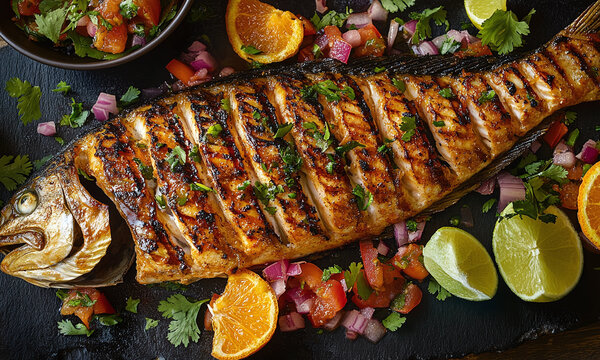 Pescado Tikin Xic - A Yucatan-style grilled fish marinated in achiote and sour orange.