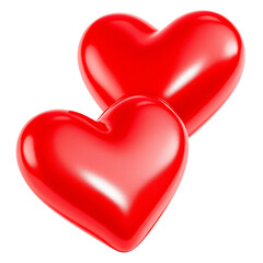 Fototapeta premium Two Glossy Red Hearts on Black Background