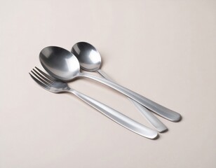 Silverware Set on Beige Background