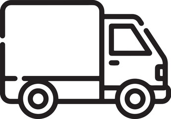 Simple black line art illustration of a delivery truck transport vehicle