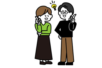 ナイスアイデアを提案する男女のイラスト