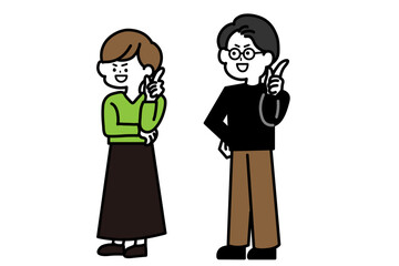 ナイスアイデアを思いついた男女のイラスト