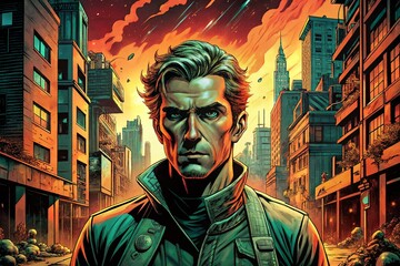 Obraz premium Vintage Comic Book Cover: Urban Explorer Adventure
