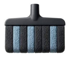 Scrubber mop head with abrasive strips for tackling stubborn stains on kitchen tiles in a suburban home.