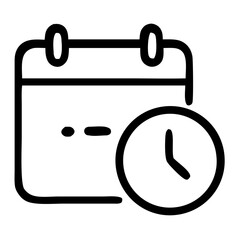 Simple Handdrawn Calendar with Clock Schedule Reminder Appointment Icon