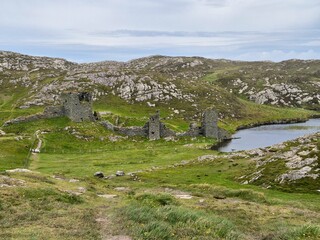 Ancient ruins of Three castle head, Wild Atlantic Way, Ireland