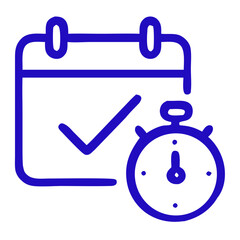 Line Drawing Deadline Calendar with Stopwatch Icon Illustration