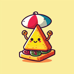 vector style cute unique food monster mascot illustration