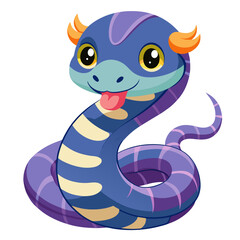 Naklejka premium Venomous Snake Vector Illustration - Curled Snake with Tongue Out, cute animal illustration