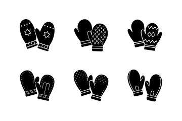 silhouette mitten pair icon vector illustration