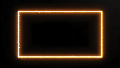 Bright Orange Neon Rectangle Frame on Pure Black Background