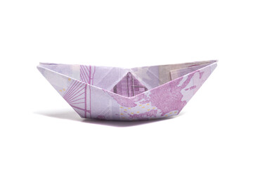 Money Origami boat with Euro bill