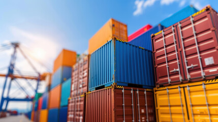 A large stack of containers are piled up in a warehouse