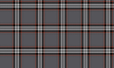 Seamless plaid pattern, dark grey, black, orange, white, conveys an autumnal feel, suitable for designing clothes, skirts, shirts and pants in a luxurious style.
