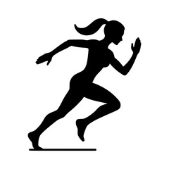 A dynamic silhouette of a female runner in action, embodying speed and athleticism