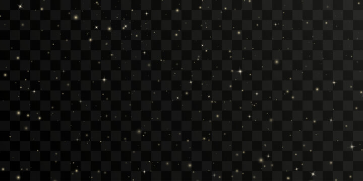 Shining night starry sky png, dark space background with stars. Stardust in deep universe, galaxy. Vector Illustration isolated on transparent background.