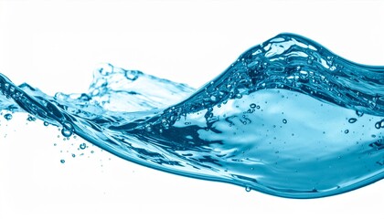 Blue Water Wave Splashing on White Background