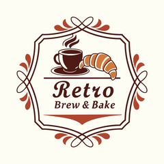 retro coffee and bakery shop logo vector design.