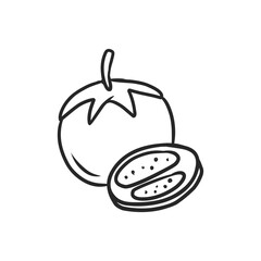 Fresh Hand-Drawn Tomato and Slices for Healthy Cooking and Salads