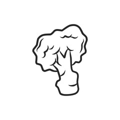 Simple Black and White Line Art Illustration of a Broccoli Head