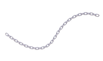 Chain silver curve icon on isolated background. stainless symbol strength engineering industry construction. 3d render illustration