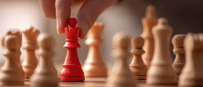 The strategic move of the red king in a chess game.