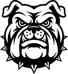 Bulldog Mascot Head Logo Vector Black and White Illustration