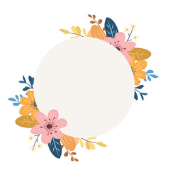 Soft Pastel Wildflower Frame for Wedding Invitations and Greeting Card Decoration