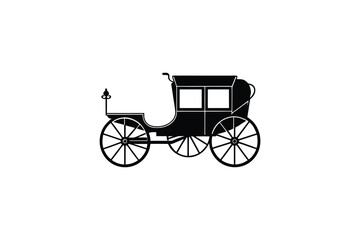 Fototapeta premium Elegant Horse Drawn Carriage Silhouette on White Background