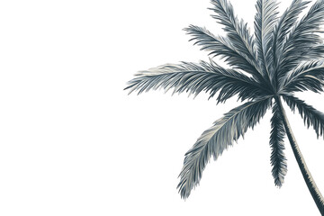 Two palm trees in muted gray tones, against a stark black background