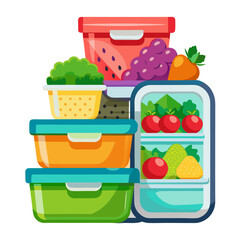 Colorful and organized set of meal prep containers for healthy eating