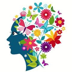 Human head silhouette symbolizing positive mindset and mental well being