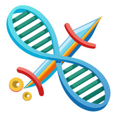 Stylized 3d like illustration of crispr gene editing technology in action