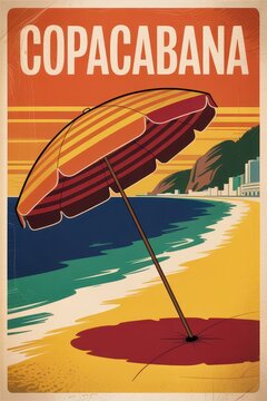 Vintage Travel Poster of Copacabana Beach, Brazil
