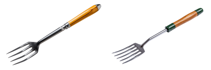 Set of a garden fork, isolated on a transparent background.