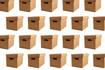 pattern of cardboard boxes on white background