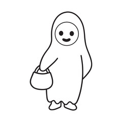 Halloween Kid Ghost With Bucket