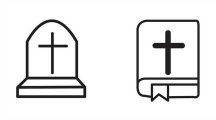 Obraz premium Funeral Line Icon, white background, vector illustrator